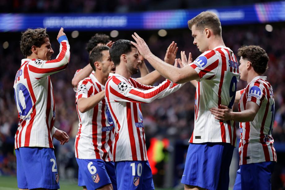 [图]瑟尔洛特戴帽 马竞总分7-4布鲁日进欧冠16强